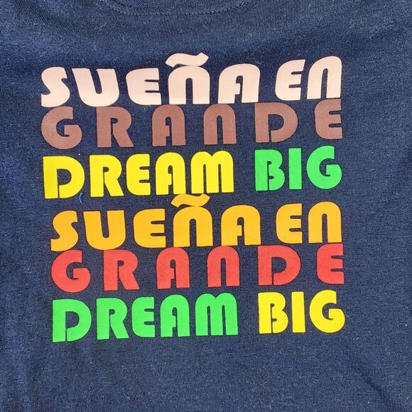 Unisex Kids Navy Shirt Short Sleeve Crew Neck Dream Big Latino Heritage Size 3T - Picture 6 of 9
